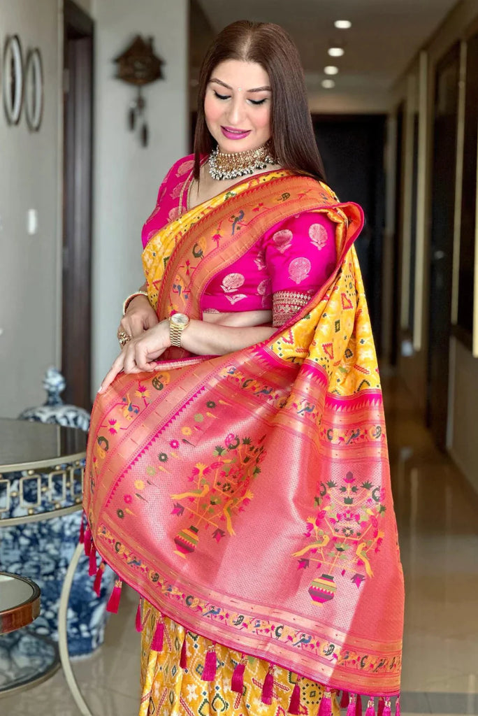 Patola Paithani Silk Saree in 9 colors