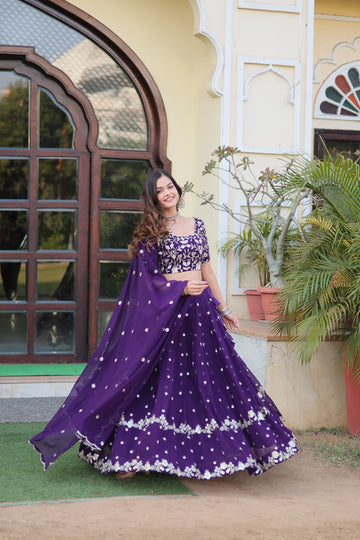 Juli : Purple Designer Faux Blooming Lehenga Choli