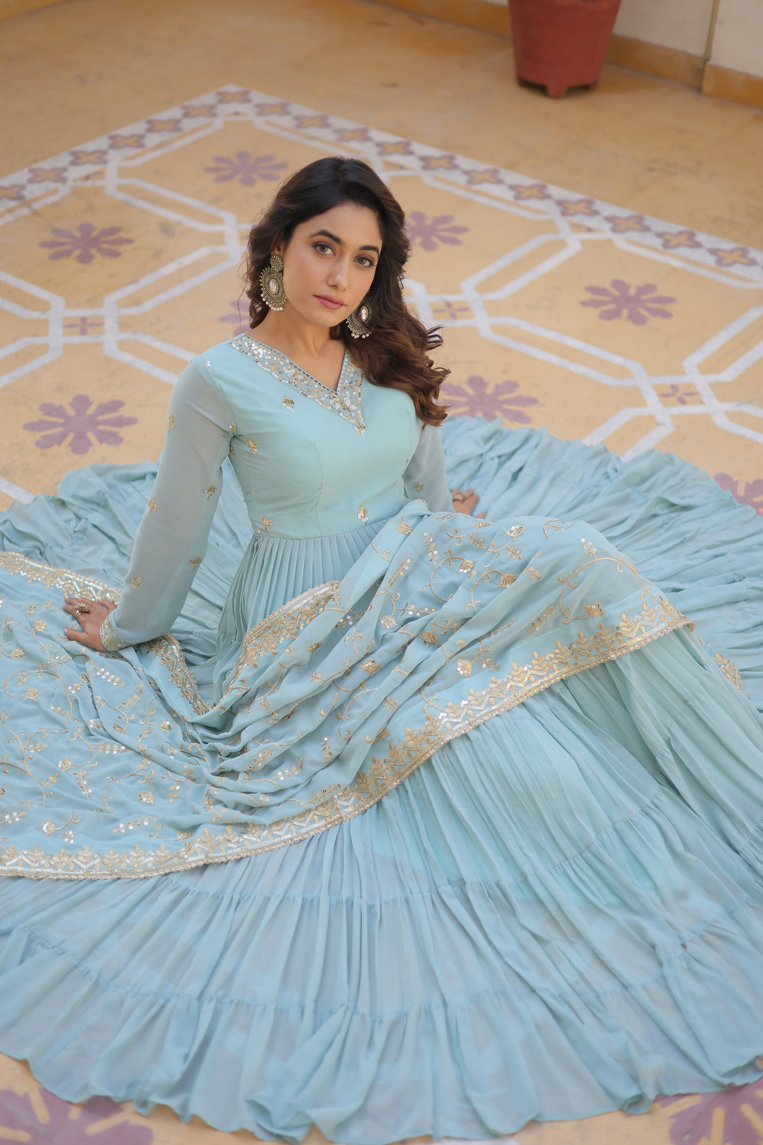 Anika : Dazzling Georgette Embroidered Beauty with Sparkling Dupatta