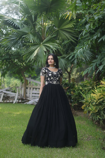 Navya : Elegant Faux Blooming Gown with Coding Sequins Embroidery