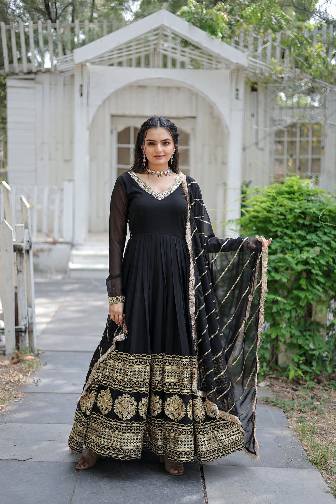 Myra : Fashionable Faux Blooming Gown with Dupatta