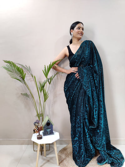 Cyprus Virasat Net Fabric with Foil Print One Minute Saree