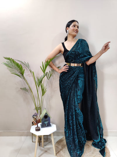 Cyprus Virasat Net Fabric with Foil Print One Minute Saree